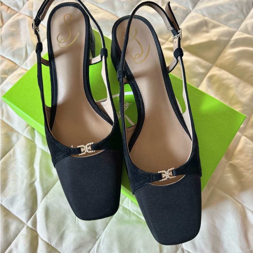 Sam Edelman Black Heels with Adjustable Slingback